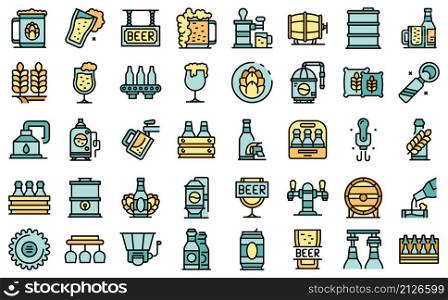 Brewery icons set outline vector. Beer alcohol. Beverage can. Brewery icons set vector flat