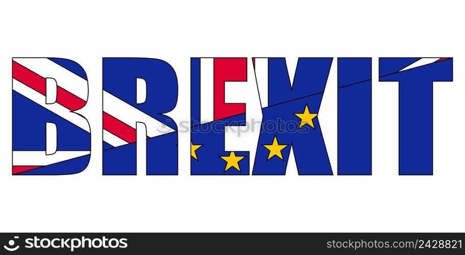 Brexit concept of a referendum on the UK withdrawal from the EU European Union flags of the UK are half with the EU. Brexit referendum campaign