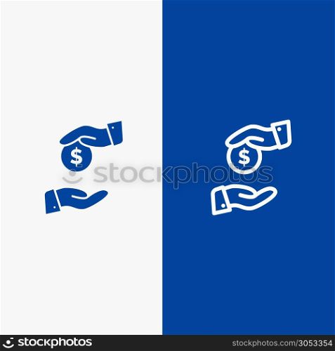 Bribe, Bribery, Bureaucracy, Corrupt Line and Glyph Solid icon Blue banner Line and Glyph Solid icon Blue banner