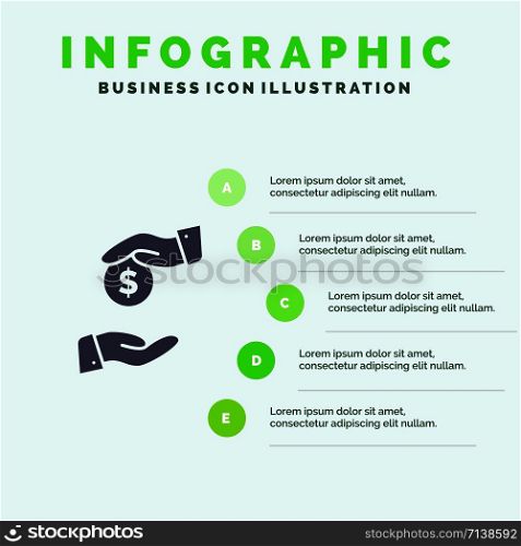 Bribe, Bribery, Bureaucracy, Corrupt Solid Icon Infographics 5 Steps Presentation Background