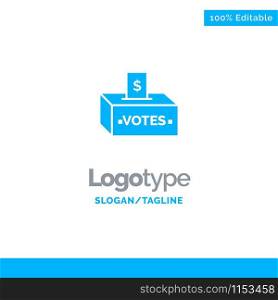 Bribe, Corruption, Election, Influence, Money Blue Solid Logo Template. Place for Tagline