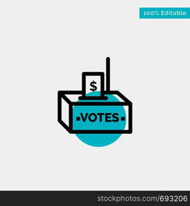 Bribe, Corruption, Election, Influence, Money turquoise highlight circle point Vector icon