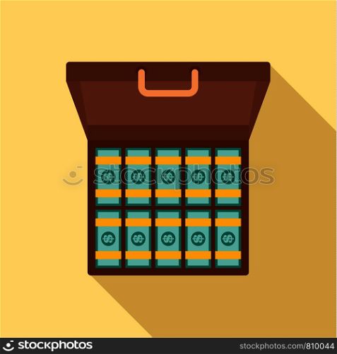 Bribery money case icon. Flat illustration of bribery money case vector icon for web design. Bribery money case icon, flat style