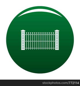 Brick and metal fence icon. Simple illustration of brick and metal fence vector icon for any design green. Brick and metal fence icon vector green