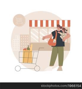 Brick and mortar abstract concept vector illustration. Street-side business, physical presence in building, face-to-face service, brick-and-mortar retailer, local rental shop abstract metaphor.. Brick and mortar abstract concept vector illustration.
