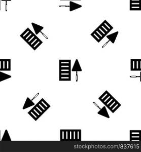 Brick and trowel pattern repeat seamless in black color for any design. Vector geometric illustration. Brick and trowel pattern seamless black