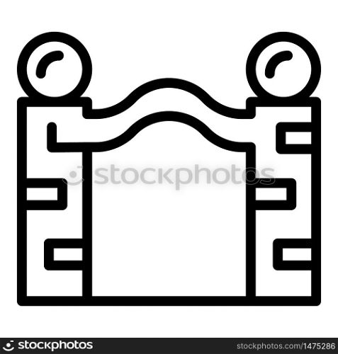Brick arch gates icon. Outline brick arch gates vector icon for web design isolated on white background. Brick arch gates icon, outline style
