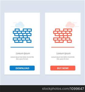 Brick, Bricks, Wall Blue and Red Download and Buy Now web Widget Card Template
