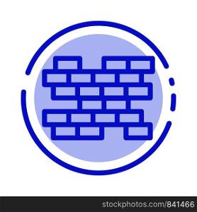 Brick, Bricks, Wall Blue Dotted Line Line Icon