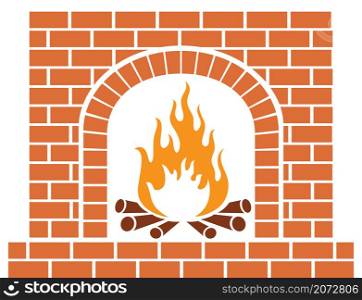 Brick fireplace vector illustration