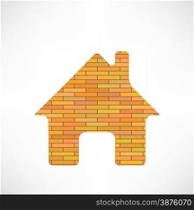 Brick Home Icon Isolated on White Background.. Brick Home Icon