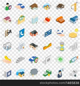 Brick icons set. Isometric style of 36 brick vector icons for web for any design. Brick icons set, isometric style
