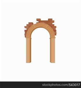 Brick semicircular arch icon in cartoon style on a white background. Brick semicircular arch icon, cartoon style