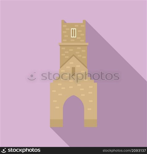 Brick tower icon flat vector. Medieval fort. Old castle wall. Brick tower icon flat vector. Medieval fort