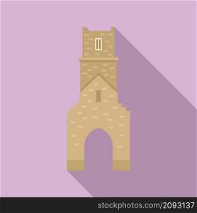 Brick tower icon flat vector. Medieval fort. Old castle wall. Brick tower icon flat vector. Medieval fort