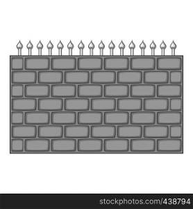 Brick wall fence icon in monochrome style isolated on white background vector illustration. Brick wall fence icon monochrome