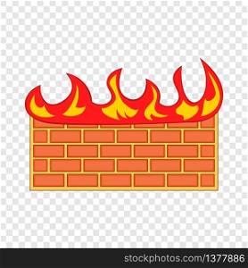 Brick wall on fire icon in cartoon style isolated on background for any web design . Brick wall on fire icon, cartoon style