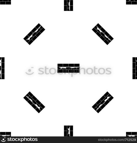 Brick wall pattern repeat seamless in black color for any design. Vector geometric illustration. Brick wall pattern seamless black