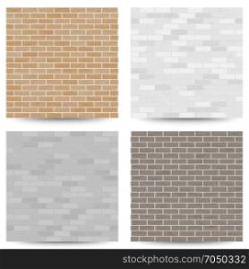 Brick Wall Seamless Pattern Set. Vector Illustration. Gray, White, Orange Color. Design Element. Background Texture. Brick Seamless Vector. Red Wall Illustration Brick Wall Texture Pattern