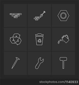bricks , spade , wrench , hardware , tools , constructions , labour , icon, vector, design, flat, collection, style, creative, icons , wrench , work ,