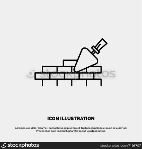 Brickwork, Mason, Building, Travel Line Icon Vector