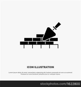 Brickwork, Mason, Building, Travel solid Glyph Icon vector