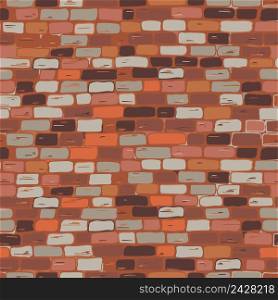 Brickwork seamless background vector illustration. Background wall brick red brown orange gray. Hand drawing template
