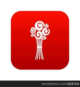 Bridal bouquet of roses in simple style isolated on white background vector illustration. Bridal bouquet of roses icon digital red