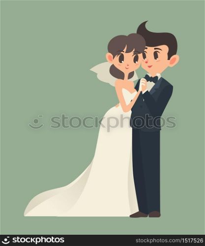 bride and groom, Cartoon character, Vector illustration.