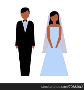 Bride and groom. Couple. Wedding ceremony. Man and women. Cartoon flat vector illustration. Bride and groom. Couple. Wedding ceremony illustration