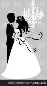 Bride and groom embracing vector image