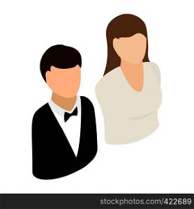 Bride and groom isometric 3d icon. Wedding symbol on a white background. Bride and groom isometric 3d icon