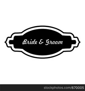 Bride and groom label icon. Simple illustration of bride and groom label vector icon for web. Bride and groom label icon, simple style.