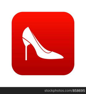 Bride shoes in simple style isolated on white background vector illustration. Bride shoes icon digital red