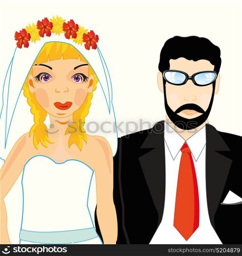 Bridegroom and bride. Beautiful pair bridegroom and bride on white background
