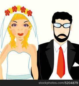 Bridegroom and bride. Beautiful pair bridegroom and bride on white background