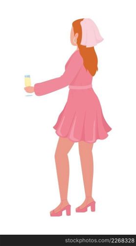 Bridesmaid semi flat color vector character. Standing figure. Full body person on white. Festive hen night celebration simple cartoon style illustration for web graphic design and animation. Bridesmaid semi flat color vector character