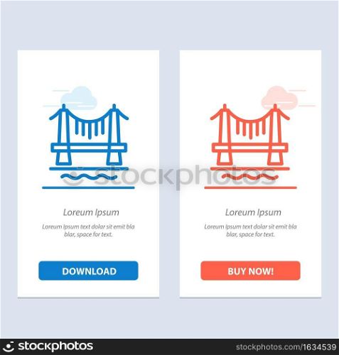 Bridge, Building, City, Cityscape  Blue and Red Download and Buy Now web Widget Card Template