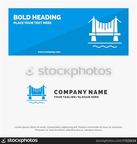 Bridge, Building, City, Cityscape SOlid Icon Website Banner and Business Logo Template