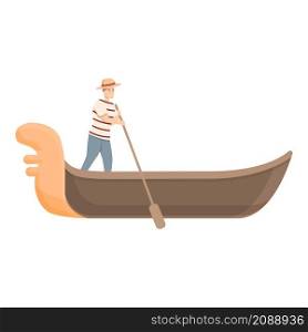 Bridge gondolier icon cartoon vector. Venice gondola. Boat italian. Bridge gondolier icon cartoon vector. Venice gondola