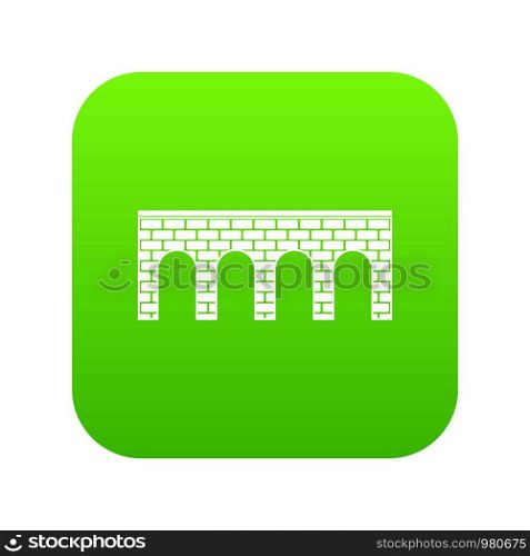 Bridge icon digital green for any design isolated on white vector illustration. Bridge icon digital green