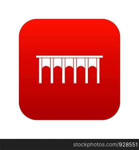 Bridge icon digital red for any design isolated on white vector illustration. Bridge icon digital red