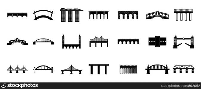 Bridge icon set. Simple set of bridge vector icons for web design isolated on white background. Bridge icon set, simple style