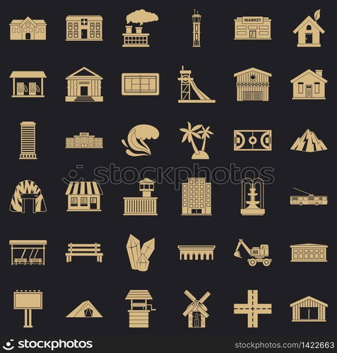 Bridge icons set. Simple style of 36 bridge vector icons for web for any design. Bridge icons set, simple style