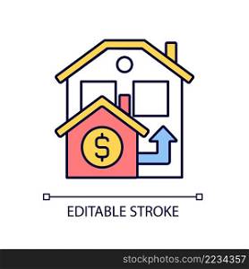 Bridge loan RGB color icon. Short term loan to exchange accommodation. Real estate. Property sale. Isolated vector illustration. Simple filled line drawing. Editable stroke. Arial font used. Bridge loan RGB color icon