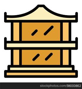 Bridge pagoda icon outline vector. Chinese building. Asian house color flat. Bridge pagoda icon vector flat