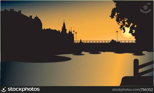 Bridge silhouette in sunset