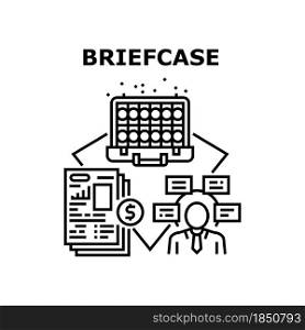 Briefcase Bag Vector Icon Concept. Briefcase Bag For Carrying Money Banknotes And Documentation, Businessman Accessory For Storage Agreement And Finance. Business Case Black Illustration. Briefcase Bag Vector Concept Black Illustration