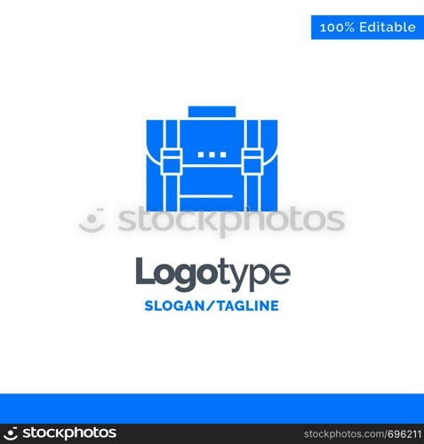 Briefcase, Business, Case, Documents, Marketing, Portfolio, Suitcase Blue Solid Logo Template. Place for Tagline