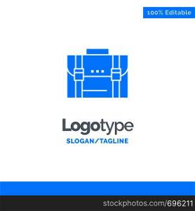 Briefcase, Business, Case, Documents, Marketing, Portfolio, Suitcase Blue Solid Logo Template. Place for Tagline